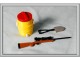 Rifle, Cooler, Shovel 
